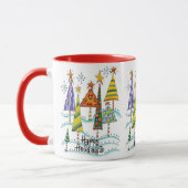 Mug Joyeuses Fêtes ! Jolis Arbres de Noël avec Étoiles (Gauche)