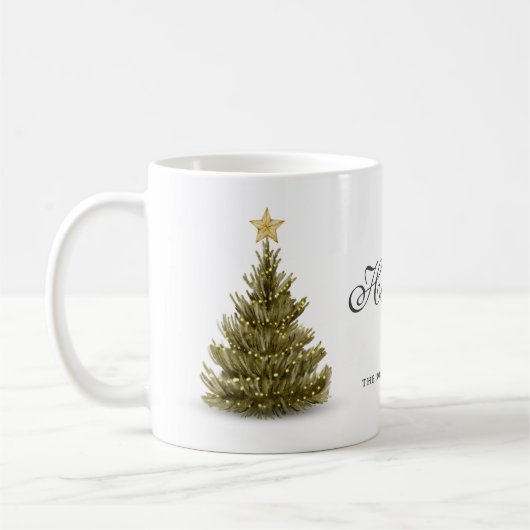 Mug Joyeuses fêtes Joyeux Noël Arbre Typographie (Gauche)