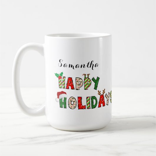 Mug Joyeuses Fêtes Lettres de Noël (Gauche)