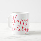 Mug Joyeuses fêtes Noël calligraphie rouge simple mi (Devant gauche)