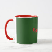 Mug Joyeuses Fêtes Vert avec Garniture Rouge, (Gauche)