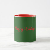 Mug Joyeuses Fêtes Vert avec Garniture Rouge, (Centre)
