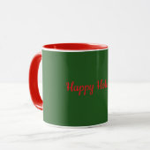 Mug Joyeuses Fêtes Vert avec Garniture Rouge, (Devant gauche)