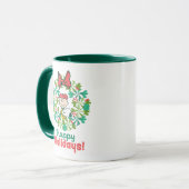 Mug Joyeuses fêtes | Wreath de bonbon de menthe poivré (Devant gauche)