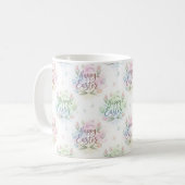 Mug Joyeuses Pâques aquarelle lettrage manuel (Devant gauche)