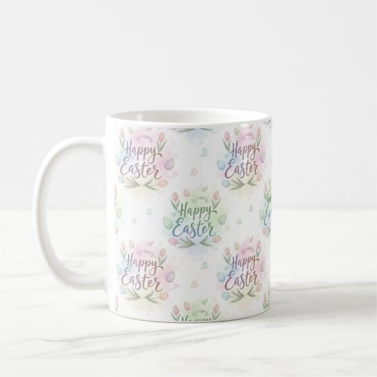 Mug Joyeuses Pâques aquarelle lettrage manuel (Gauche)