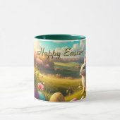 Mug Joyeuses Pâques dans un paysage printanier (Centre)