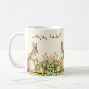 Mug Joyeuses Pâques Lapins Vintage avec Œufs Peints
