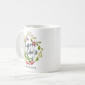 Mug Joyeuses vacances aquarelle fleurie vacances (Devant gauche)