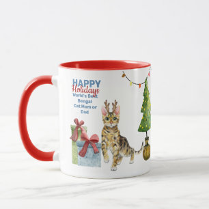 Mug Joyeuses vacances BENGAL Chat maman ou DAD Noël