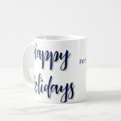 Mug Joyeuses vacances bleu vert Noël élégant moderne (Devant gauche)