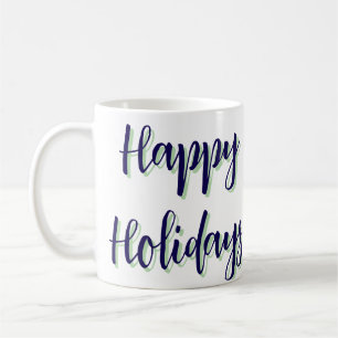 Mug Joyeuses vacances bleu vert Noël élégant moderne