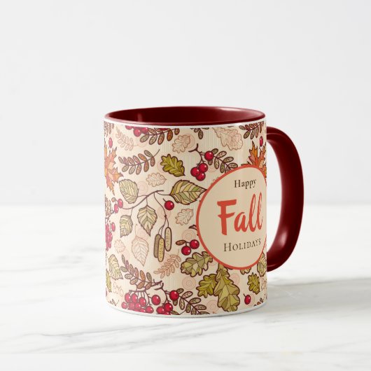 Mug Joyeuses Vacances d'automne Feuilles d'automne Ber (Devant droit)