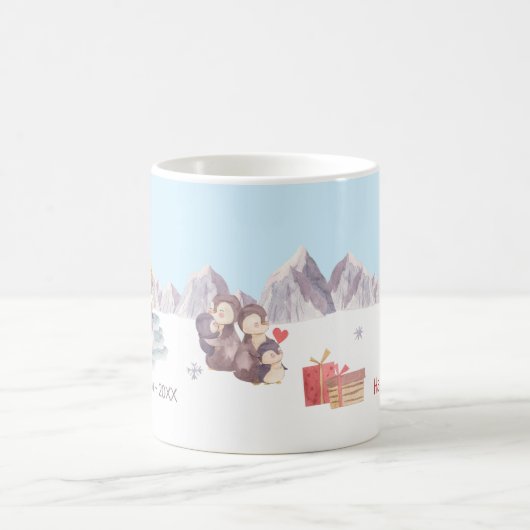 Mug Joyeuses vacances de mignons pingouins jouant dans (Centre)