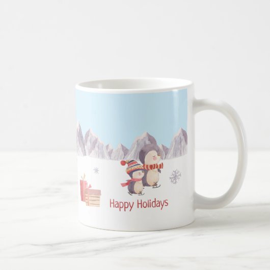 Mug Joyeuses vacances de mignons pingouins jouant dans (Droite)