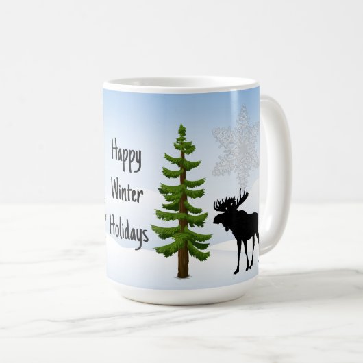 Mug Joyeuses vacances d'hiver Moose et Flocon de neige (Devant droit)