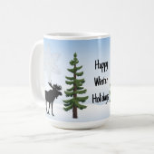 Mug Joyeuses vacances d'hiver Moose et Flocon de neige (Devant gauche)