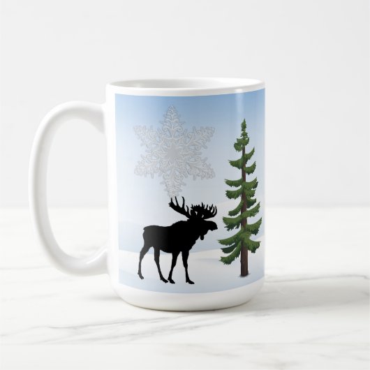 Mug Joyeuses vacances d'hiver Moose et Flocon de neige (Gauche)
