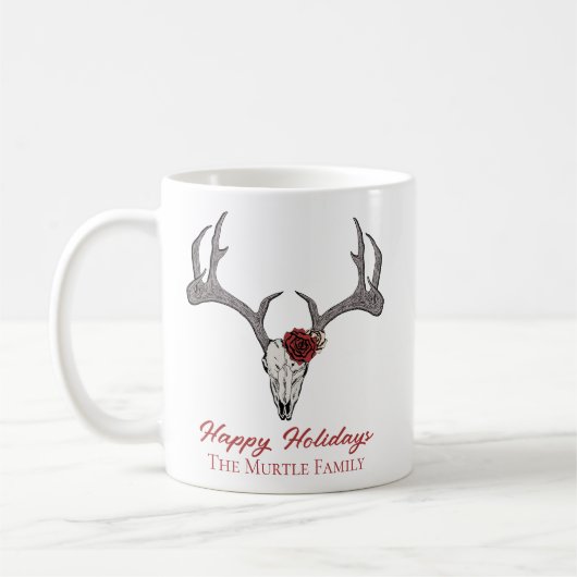 Mug Joyeuses vacances Floral Reindeer Crâne Taureau Ta (Gauche)