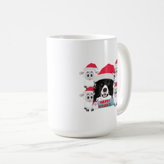 Mug Joyeuses vacances Herding Dog & Sheep (Devant droit)