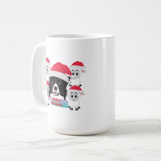Mug Joyeuses vacances Herding Dog & Sheep (Devant gauche)