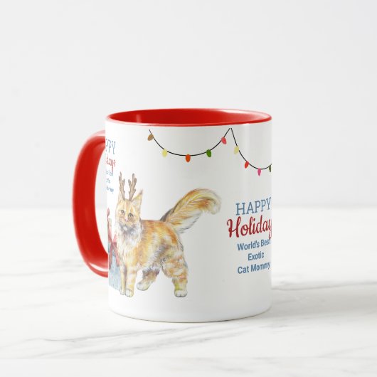 Mug Joyeuses vacances MAINE COON Chat Maman Papa Noël (Devant gauche)