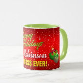 Mug Joyeuses vacances meilleur patron jamais avec le n (Devant droit)