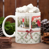 Mug Joyeuses vacances Mistletoe Red Bow Family Photo