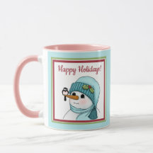Joyeuses vacances Snowman avec Noël de poulet
