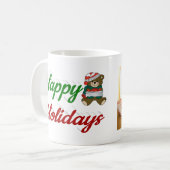 Mug Joyeuses vacances Teddy Bear Noël script photo (Devant gauche)