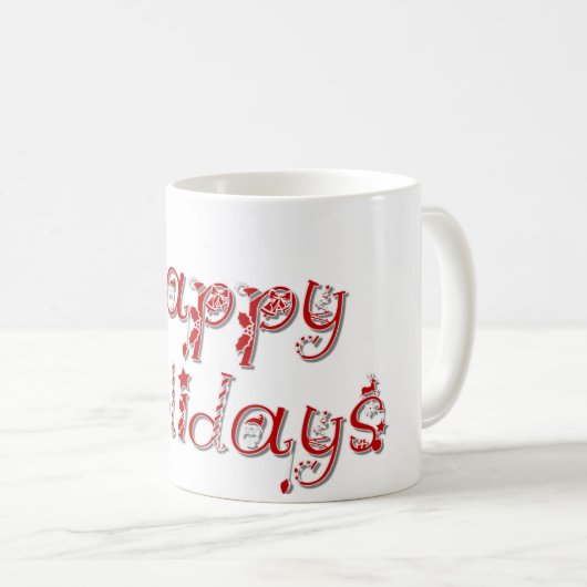 Mug Joyeuses vacances Texte décoré (Devant droit)