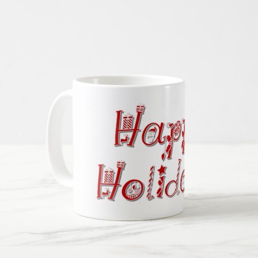 Mug Joyeuses vacances Texte décoré (Devant gauche)