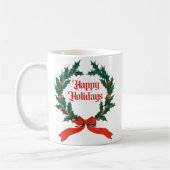 Mug Joyeuses vacances Vintage Holly Noël Wreath (Gauche)