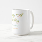 Mug joyeux 10e anniversaire orange vert nom date simpl (Devant droit)