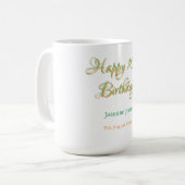 Mug joyeux 10e anniversaire orange vert nom date simpl (Devant gauche)
