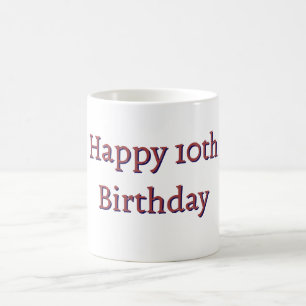 Mug joyeux 10e anniversaire rose bleuminimaliste nom