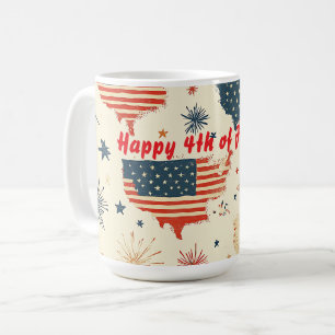 Mug Joyeux 14 juillet Carte Américaine Vintage