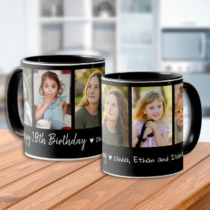 Mug Joyeux 18e Anniversaire 5 Collage de Photos Noir