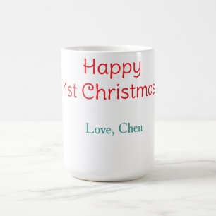 Mug joyeux 1er noël rouge vert amour nom simple
