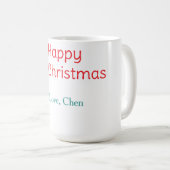 Mug joyeux 1er noël rouge vert amour nom simple (Devant droit)