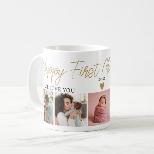 Mug Joyeux 1ère Fête des Mères Maman Bébé 5 Collage ph (Devant gauche)