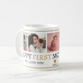 Mug Joyeux 1ère Fête des Mères Noir et Or 5 Photo (Devant gauche)