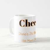 Mug Joyeux 21e anniversaire ajoutez nom date simple mi (Devant gauche)