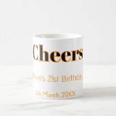 Mug Joyeux 21e anniversaire ajoutez nom date simple mi (Centre)