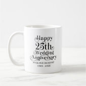 Mug Joyeux 25e Anniversaire de Mariage Typographie Or (Gauche)