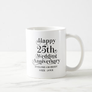 Mug Joyeux 25e Anniversaire de Mariage Typographie Or