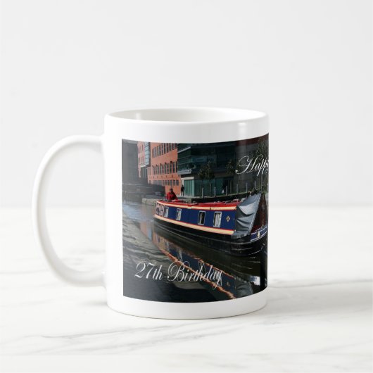Mug Joyeux 27ème anniversaire bateau de canal (Gauche)
