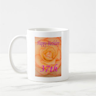 Mug Joyeux 37ème anniversaire Fleur Jaune avec Trim Ro