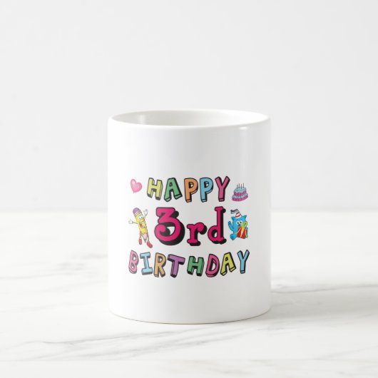 Mug Joyeux 3ème anniversaire voeux d'anniversaire 3 an (Centre)