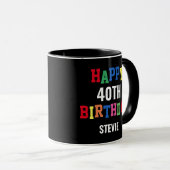 Mug Joyeux 40e anniversaire Colorful Fun personnalisé (Devant droit)